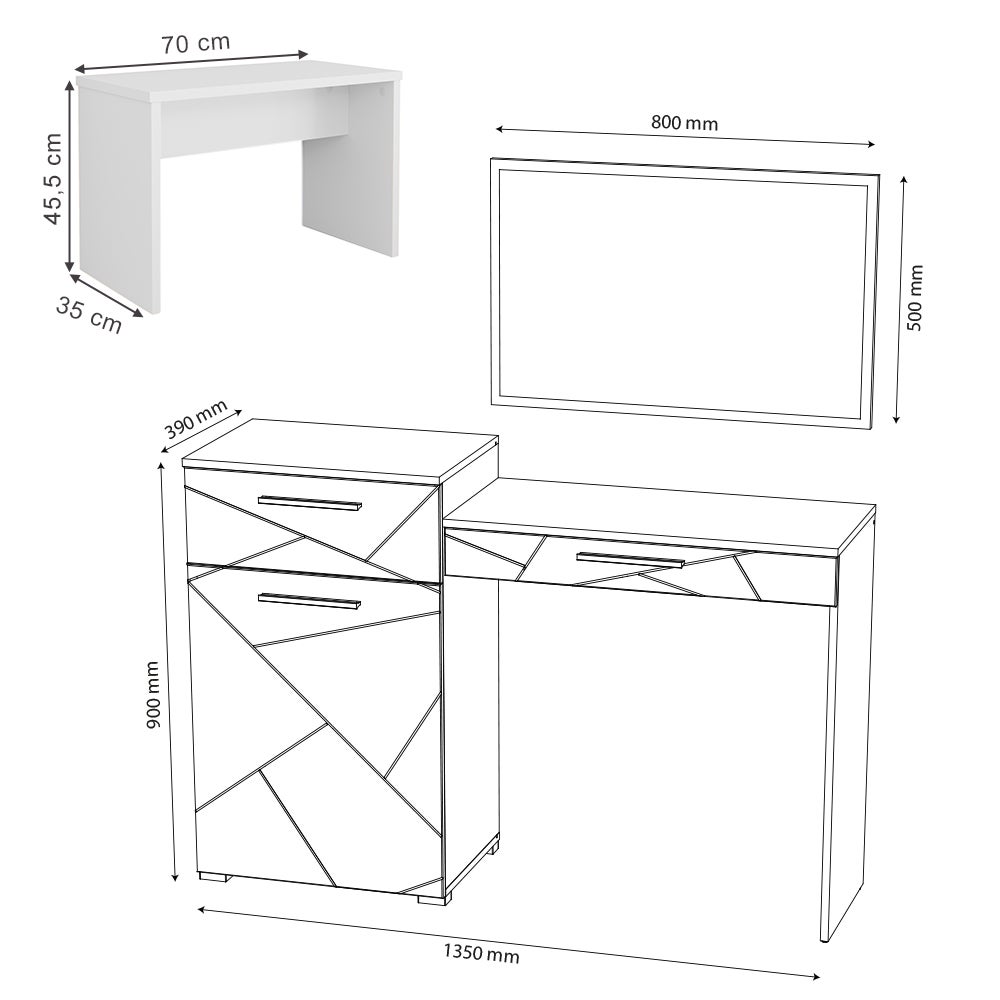 Coiffeuse Table de maquillage Commode de maquillage Irma blanc miroir banc Vicco 4066731044108
