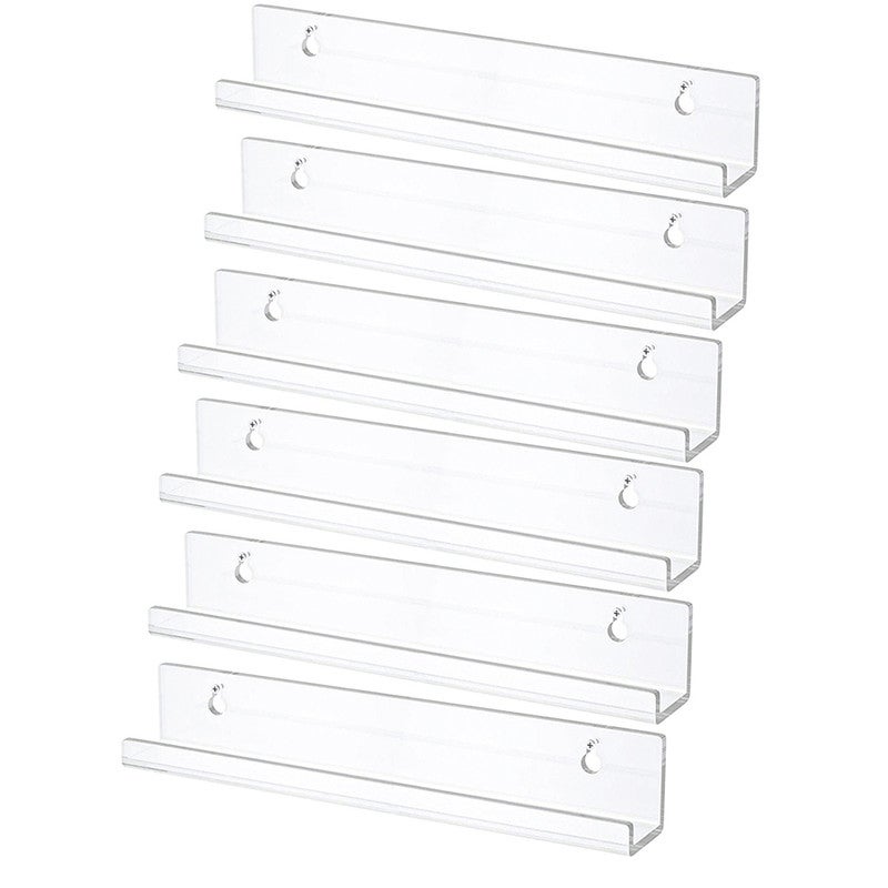 6 Étagères Murales Acrylique 30cm - Rangement Vinyls Livres Déco - Étagères Flottantes Transparentes