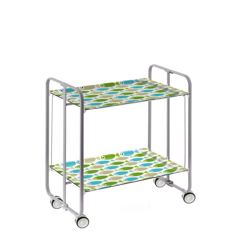 Don hierro - carrito auxiliar plegable bauhaus con ruedas – armazón metálico gris, 2 niveles, 4 posiciones ajustables-