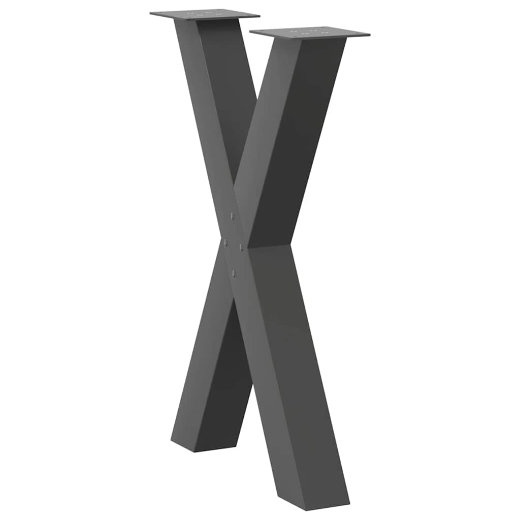 Maison Exclusive - Pieds de table à manger en forme de X, 2 pièces, anthracite, 60 x (72-73) cm, acier - 4