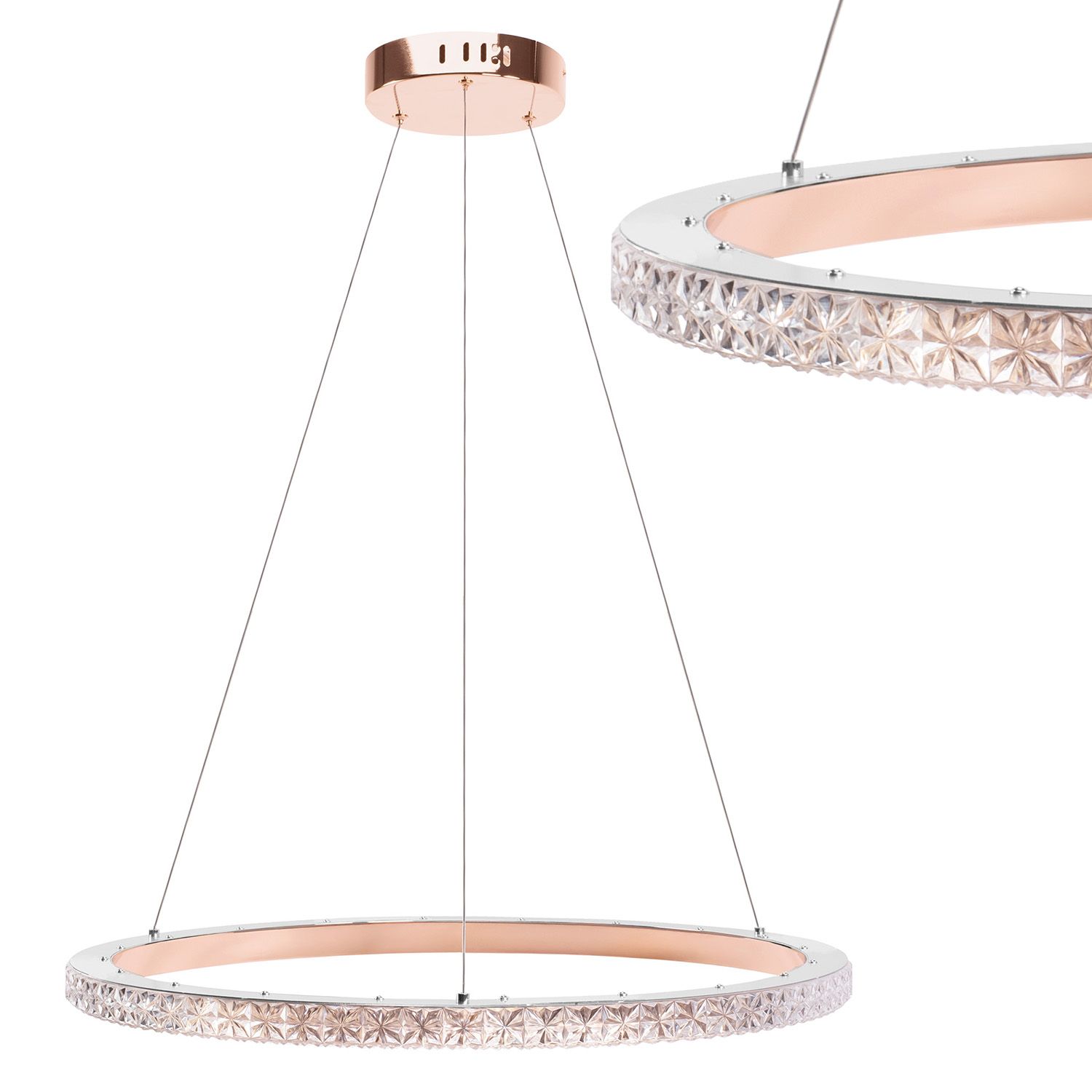 Lampa Sufitowa Wisząca Led Toolight Ms009-Cp Różowe Złoto 59Cm