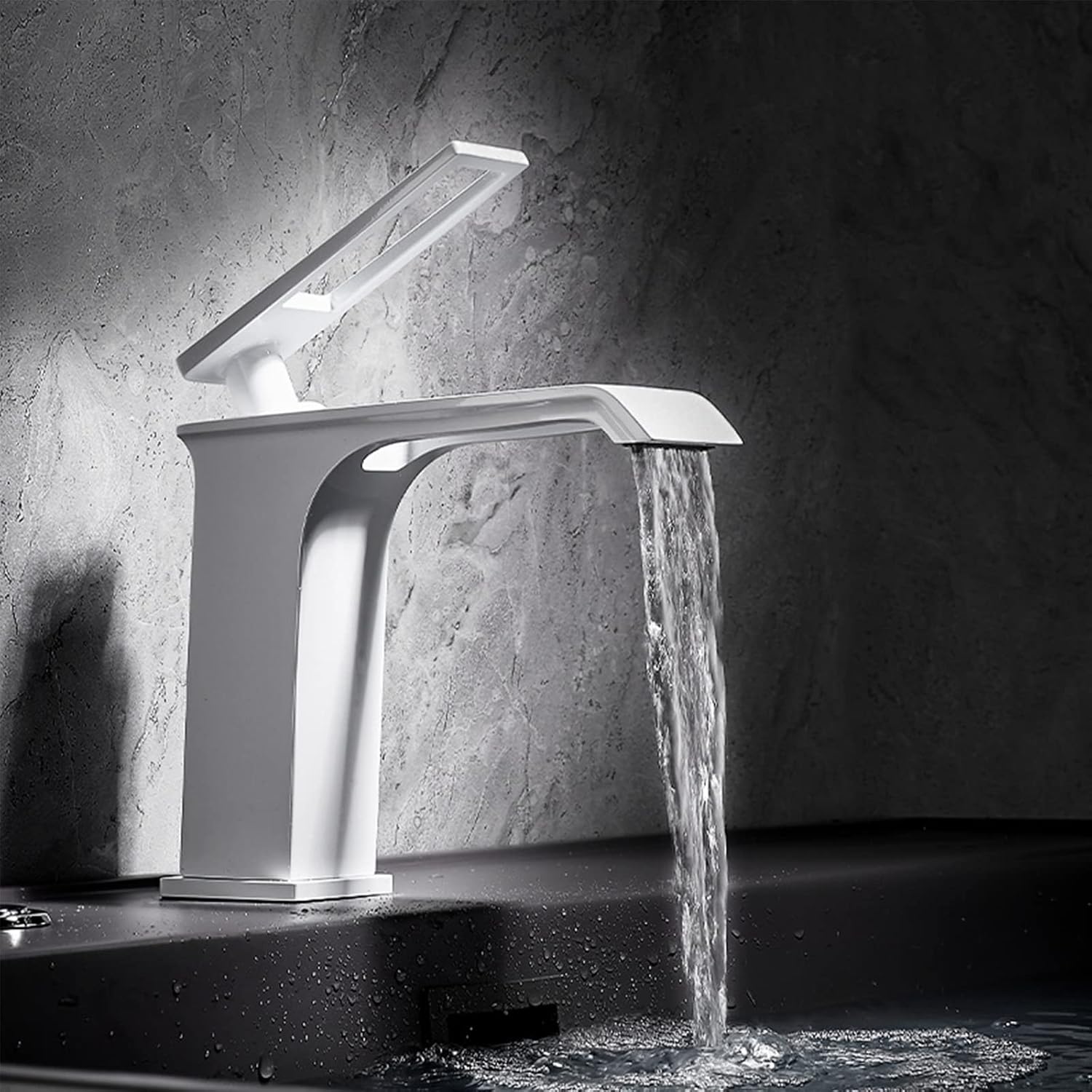 Rubinetto singolo bianco per acqua calda e fredda, in fusione di ottone, adatto per lavabo, mobiletto del bagno,rubinetto per lavabo sottopiano - 4