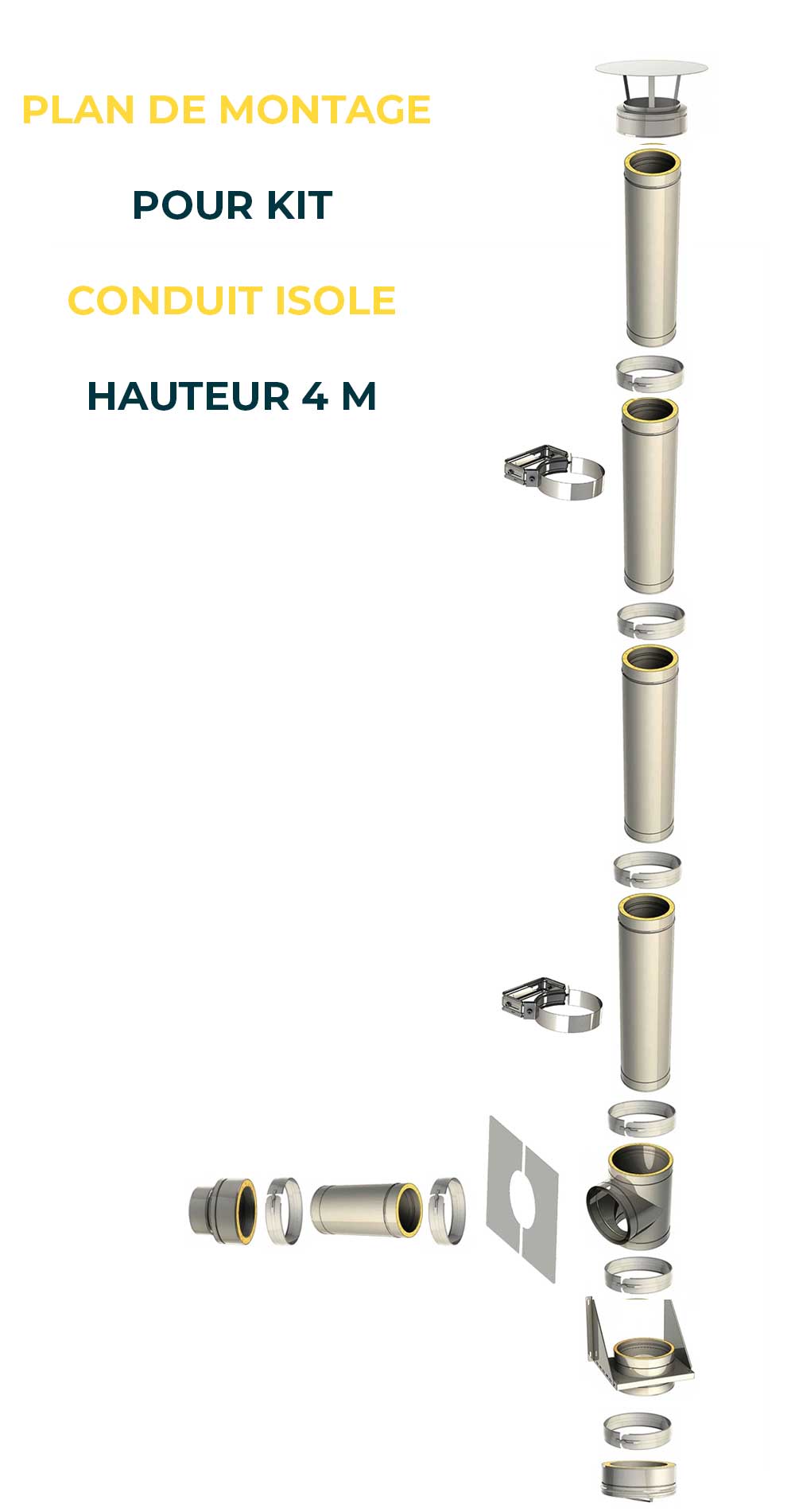 KIT CONDUIT ISOLE POUR INSTALLATION EXTÉRIEURE - HAUTEUR 4 MÈTRES - DIAMÈTRE 180 - 2