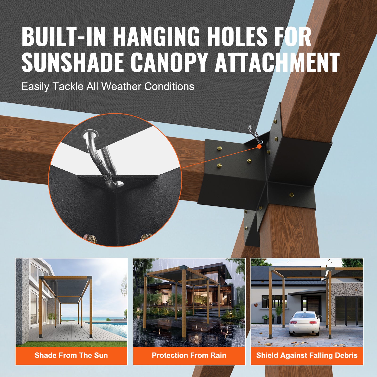 Kit supports de pergola SucceBuy 10,2 x 10,2 cm (intérieur 9,1 x 9,1 cm),support angle 4 voies pour menuiseries DIY,installation facile,2 pièces - 6
