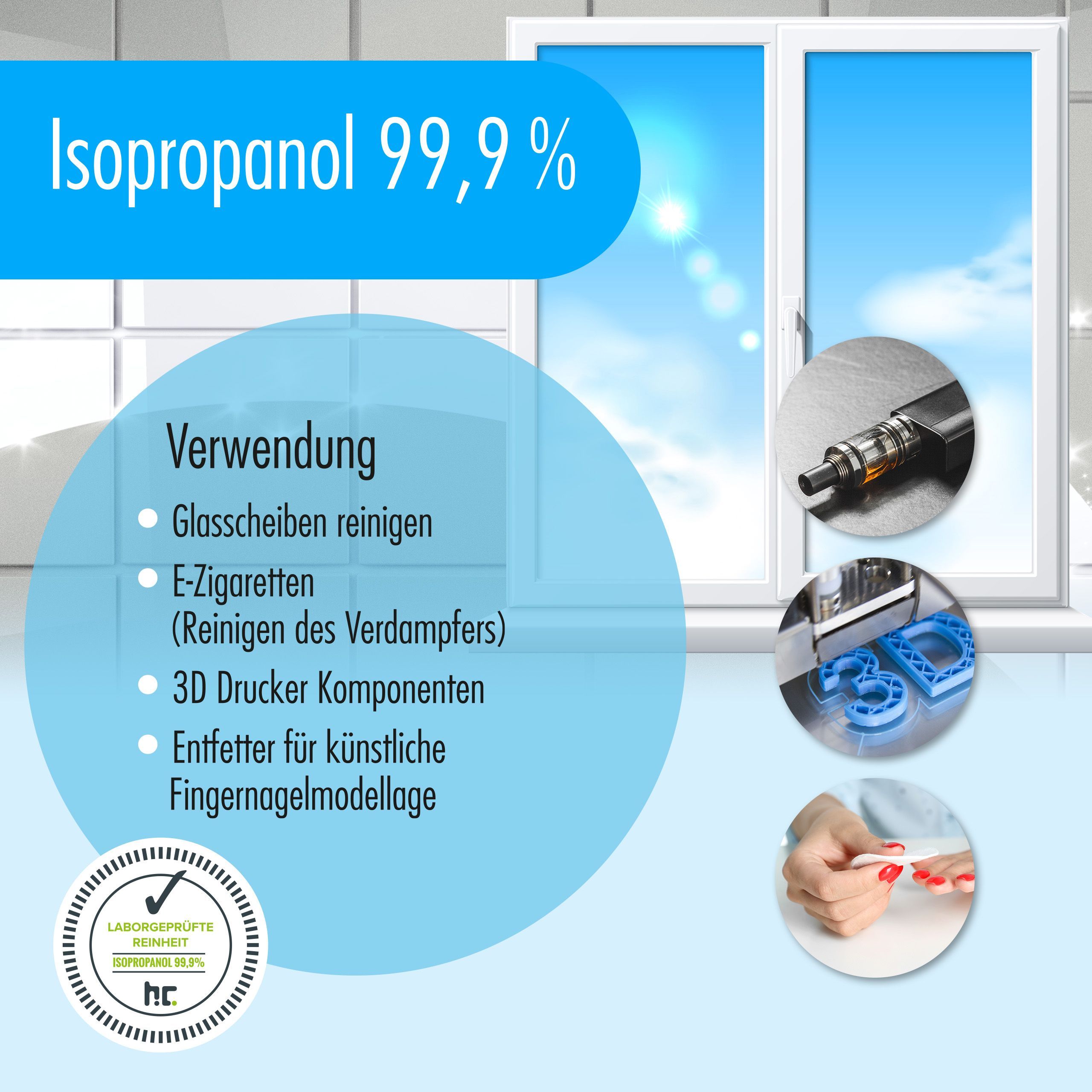 1 x Alcool isopropylique 99,9% Höfer Chemie® en bouteille de 1 L - 4
