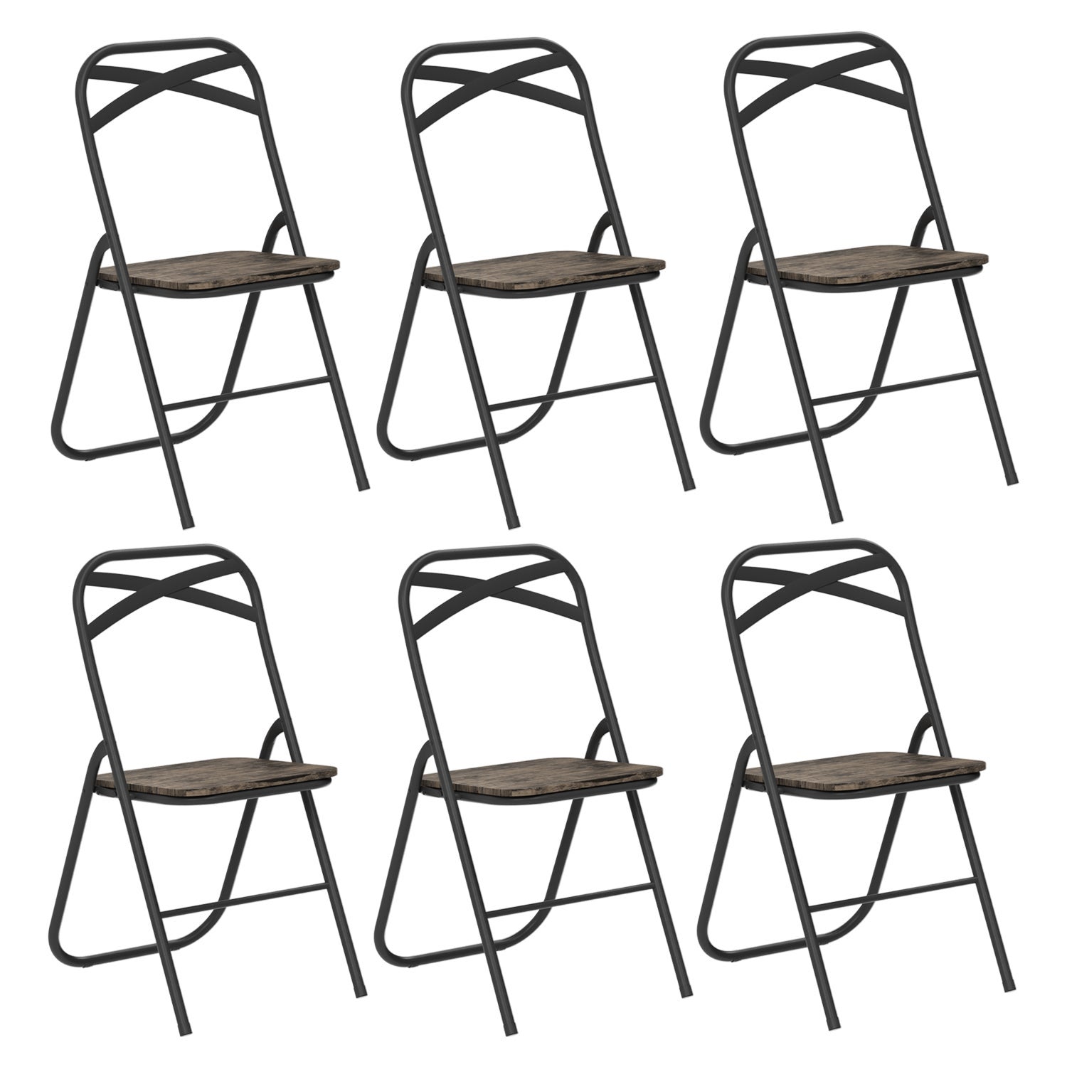 Lot De 6 Chaises Pliantes En Cuir PVC - Cadre Métal, Coussin Rembourré - Capacité 158 Kg Par Chaise - Pour Intérieur/extérieur, Fêtes - 6