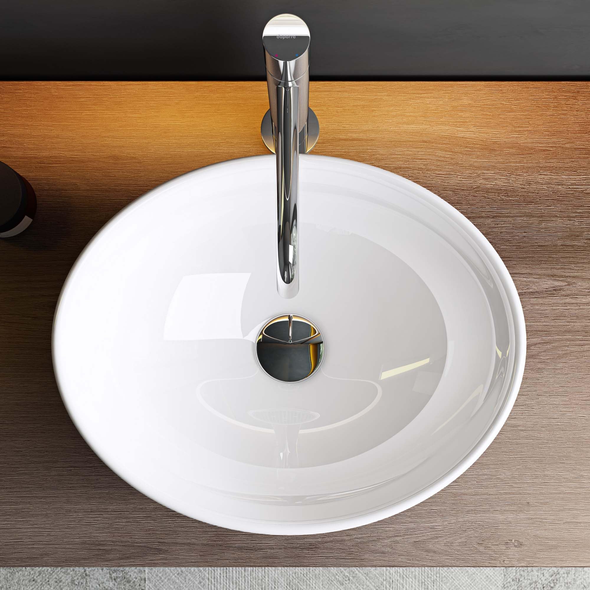 Mai & Mai lave main évier vasque 42x34x14.5 cm en céramique blanc ovale sans perçage pour robinet lavabo sans trop-plein à poser BR205 - 2