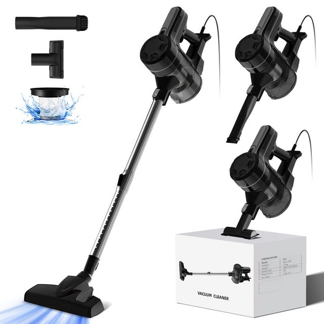 Aspirateur Balai Sans Fil JOCCA 150W - 0,6L, LED, Autonomie 30 Min, Gris/ Rouge