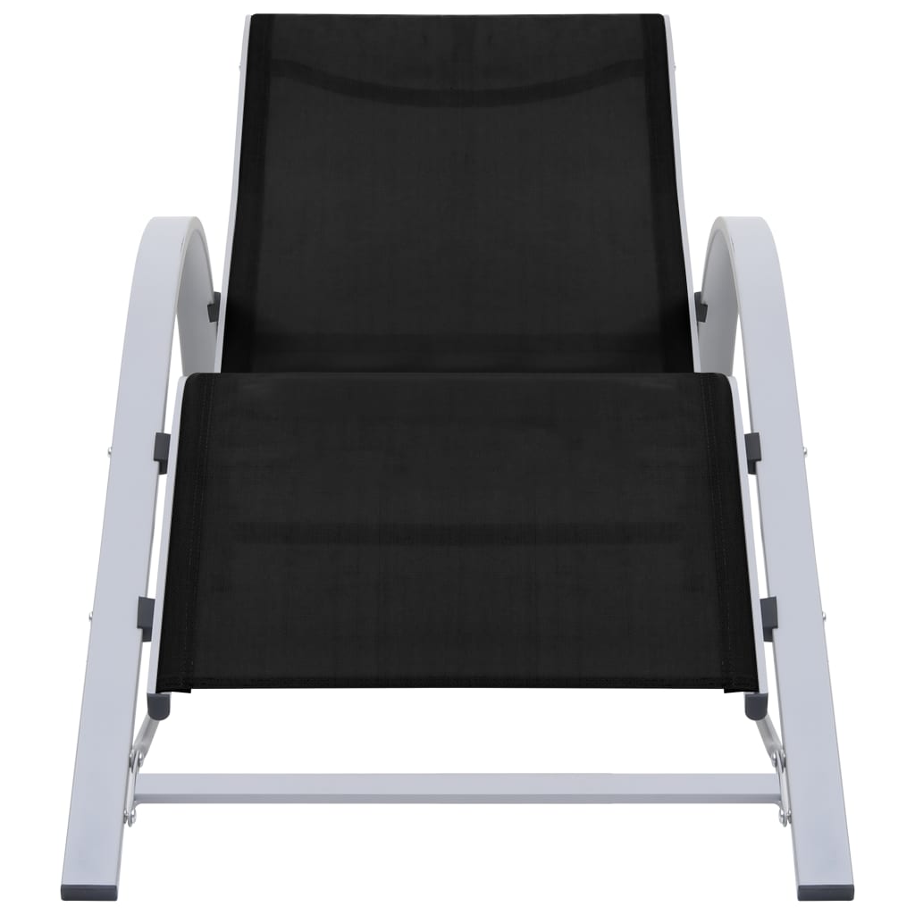 Chaises longues 2 pcs avec table Aluminium Noir - 3