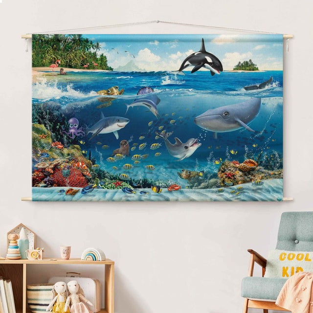 Tenture murale - Animal Club International - Monde sous-marin avec animaux 90 x 60 cm