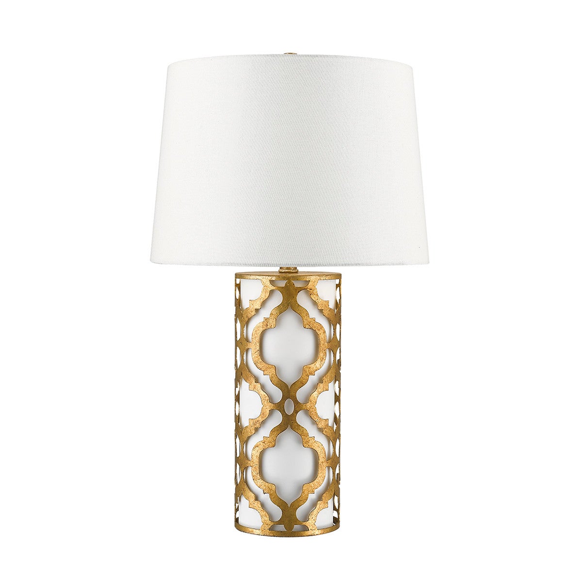 Lampa stołowa hampton biała złota z abażurem Arabella E27 60W Gilded Nola