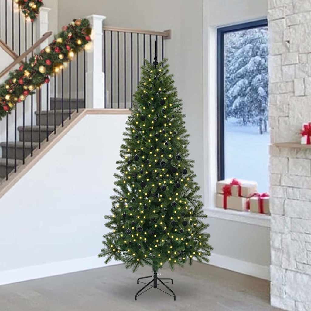Sztuczna choinka z 300 diodami LED Zielony 240 cm PE i PVC