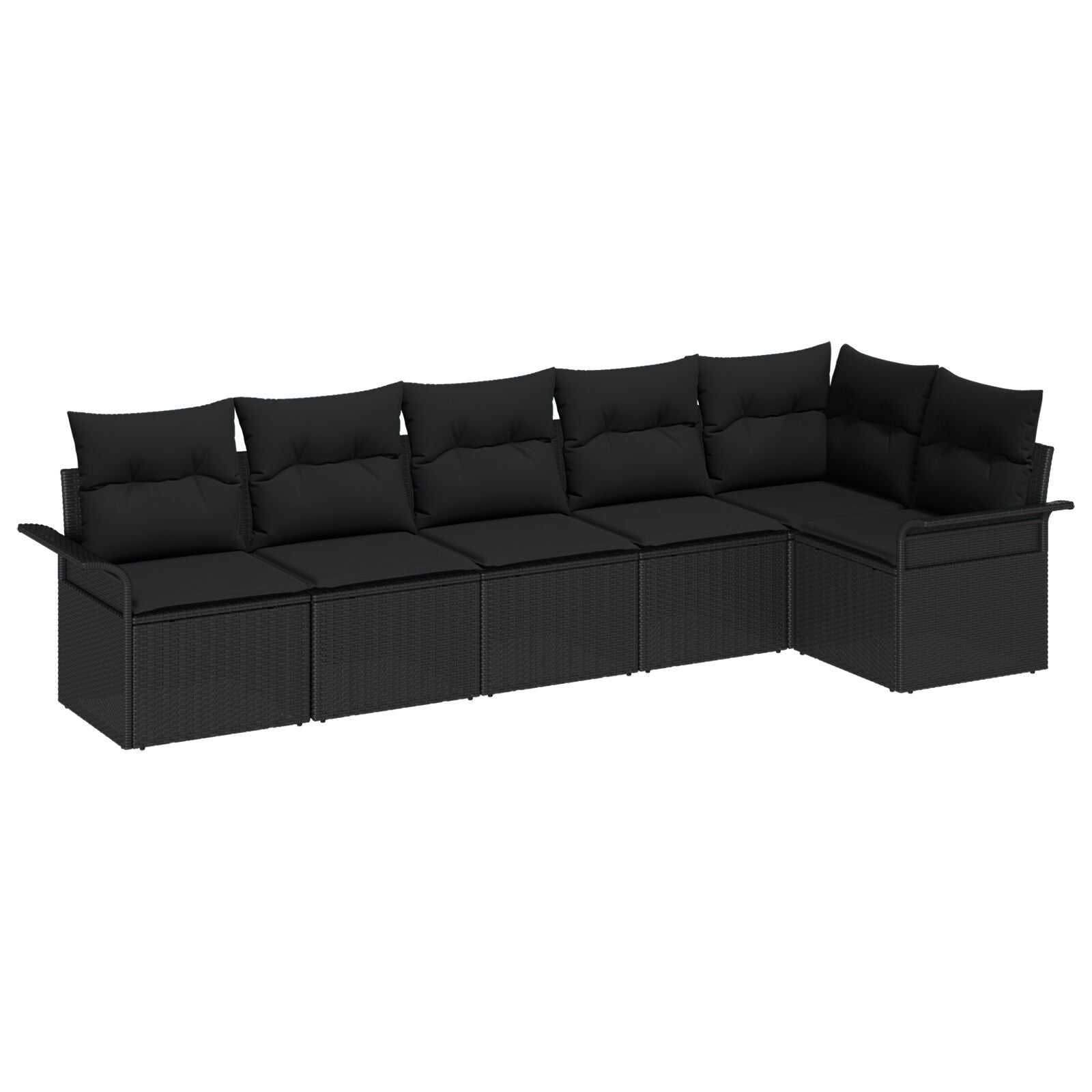 Zestaw Sof na Ogród z poduszką 6 pcs Czarny Polirattan vidaXL