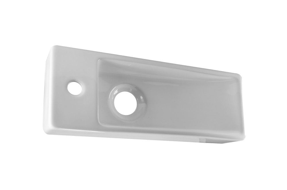 Umywalka ceramiczna TRIM prostokątna 38x14 cm biała połysk z otworem z lewej strony, Wiesbaden