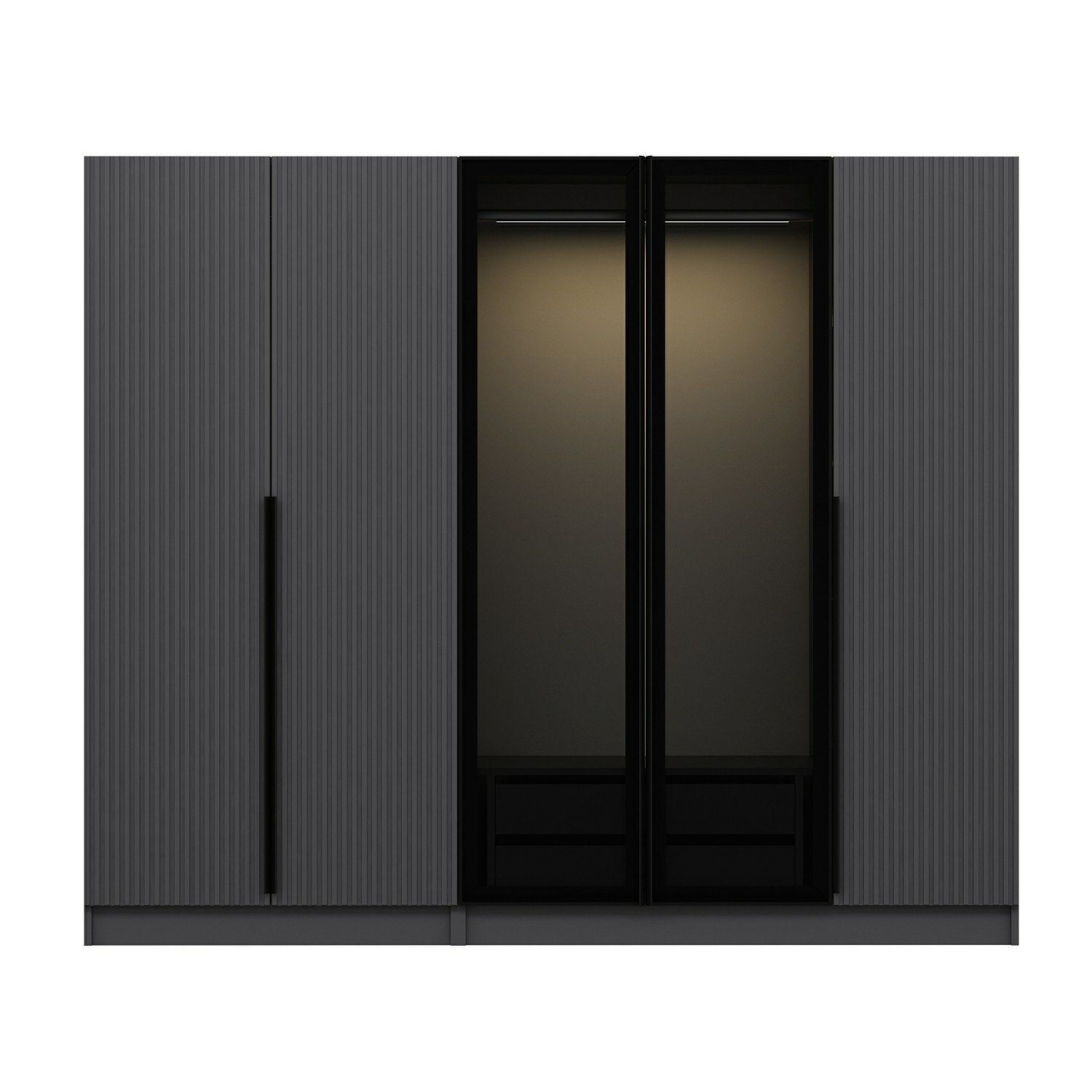 Serre De Jardin Murale 3 Portes HOMASIS – 180x52x190 Cm – Aluminium Et Polycarbonate 4 Mm – 3 étagères Et 2 Lucarnes - 2