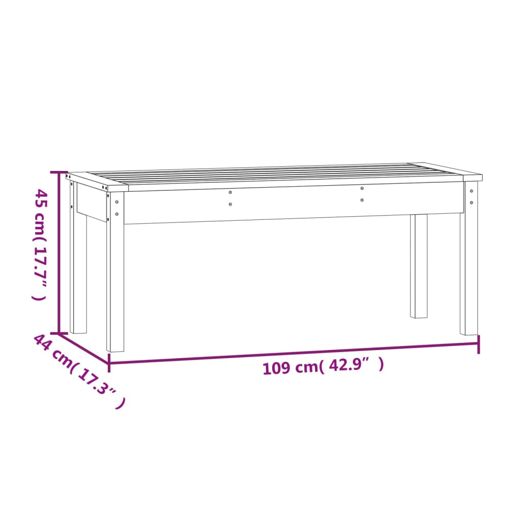 Banc de jardin meuble de patio d'extérieur terrasse 109 x 44 x 45 cm bois massif de pin gris 02_0011725 - 5