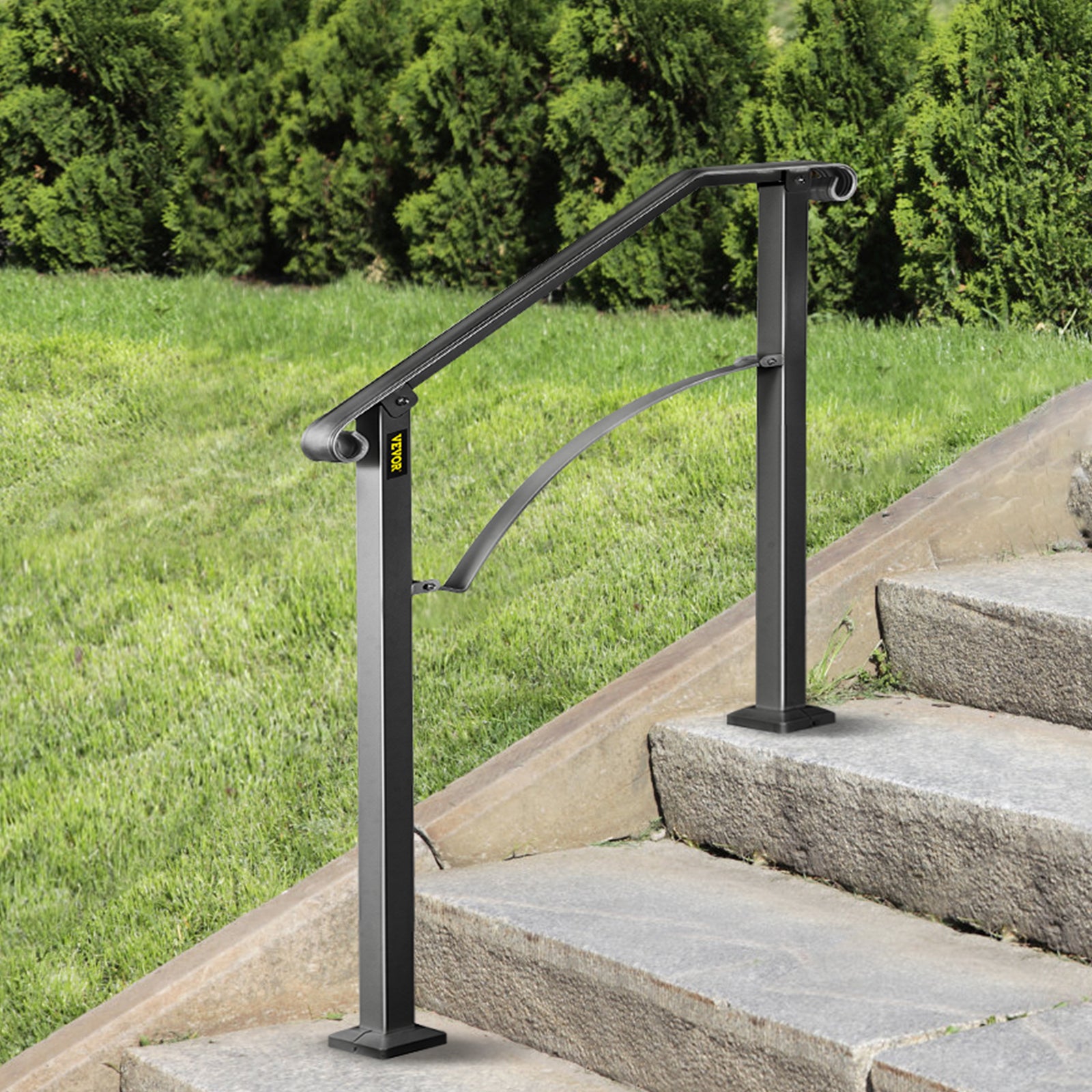 Rampe D’escalier Arche en Fer Forgé VEVOR 2-3 Marches Hauteur Flexible Garde-corps pour Escalier Main Courante pour Jardin Extérieur et Intérieur - 8