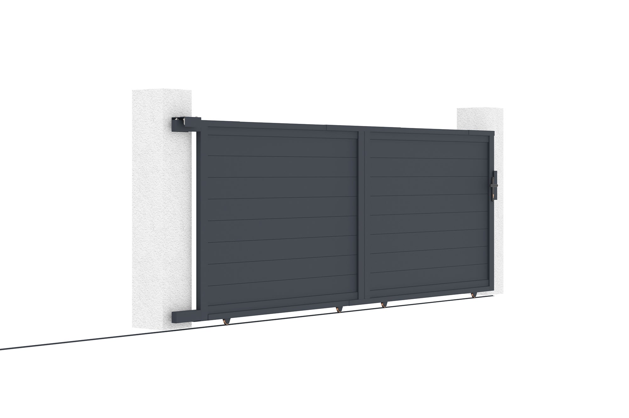 Portail coulissant 4m EIGER H.160cm + Portillon 1m EIGER H.160cm aluminium gris - 9