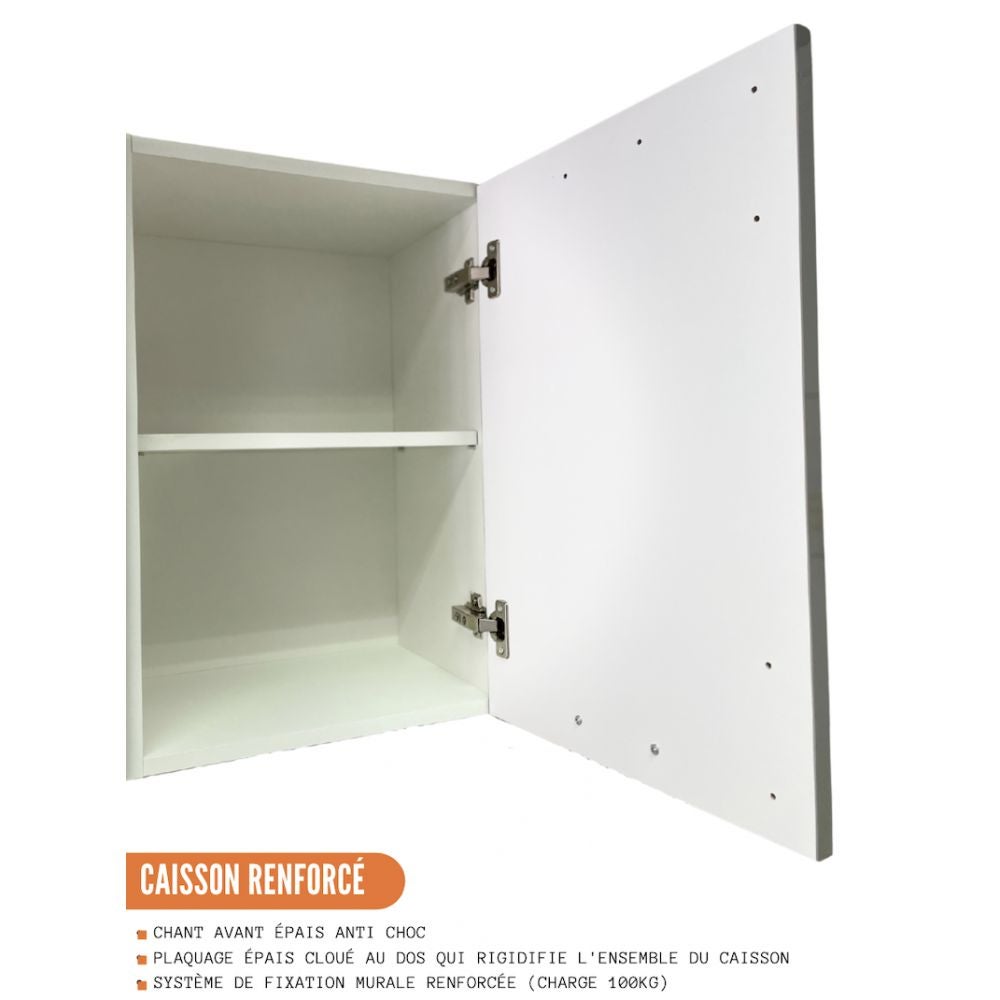 Cuisineandcie - Meuble haut de cuisine Eco Gris Brillant 1 porte L 40 cm - 5