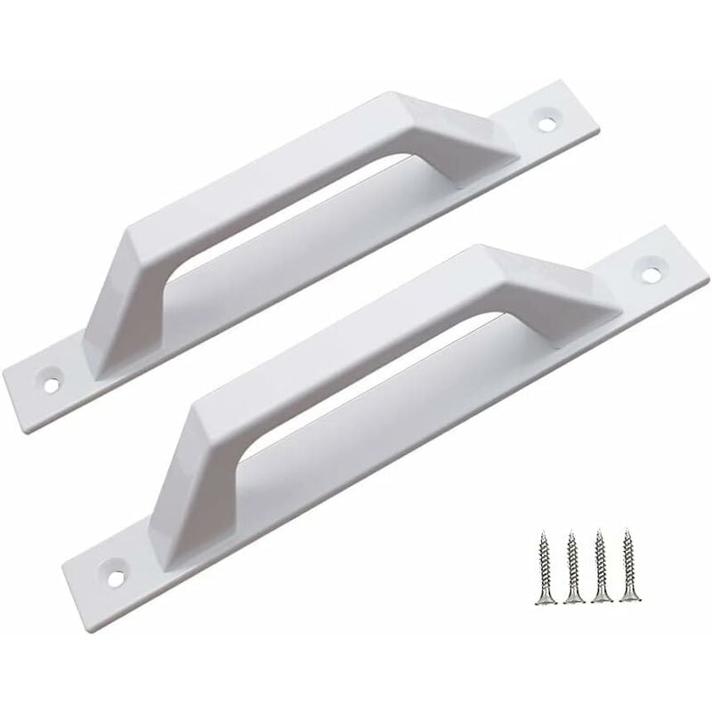 Klamka do drzwi wykonana ze stopu aluminium, montowana na szkle i z tworzywa sztucznego, do drzwi aluminiowych i szklanych w kuchni (D biała)