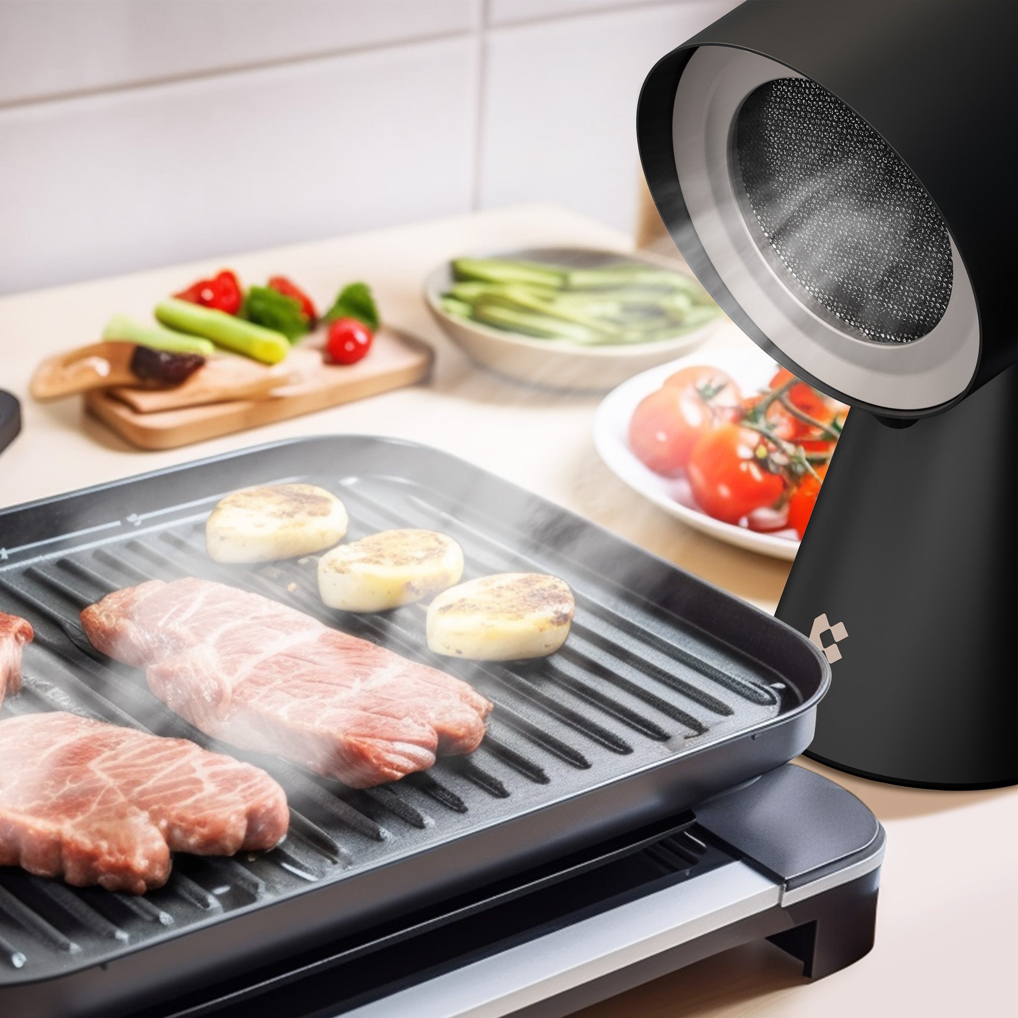 CIARRA Cappa Aspirante Portatile 24W con 3 Filtri Mini Cappa da Cucina per Fonduta e Barbecue Nera VMPHB01 - 2
