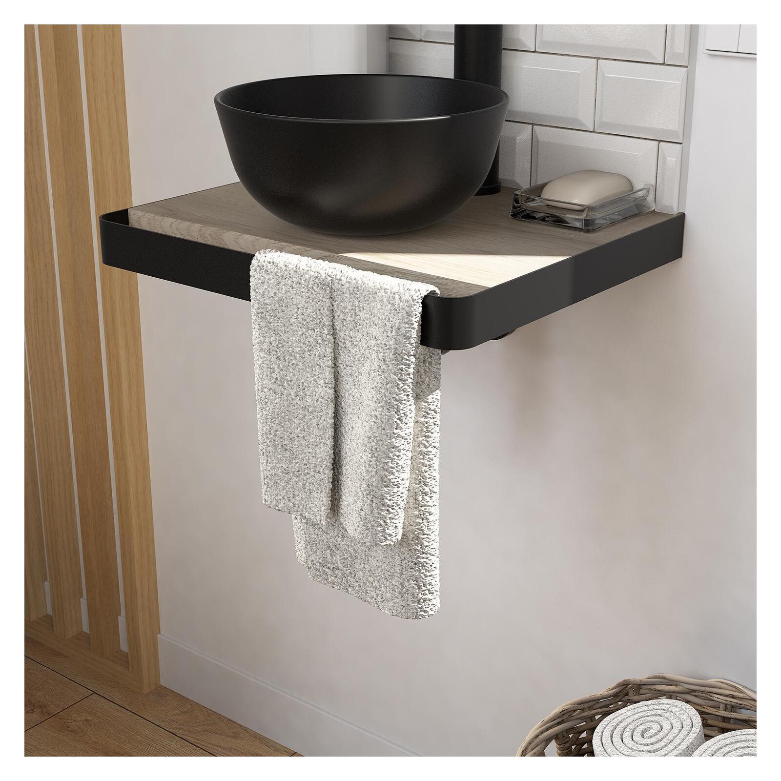 Meuble lave-mains SOHO avec porte serviette et vasque noire - 6