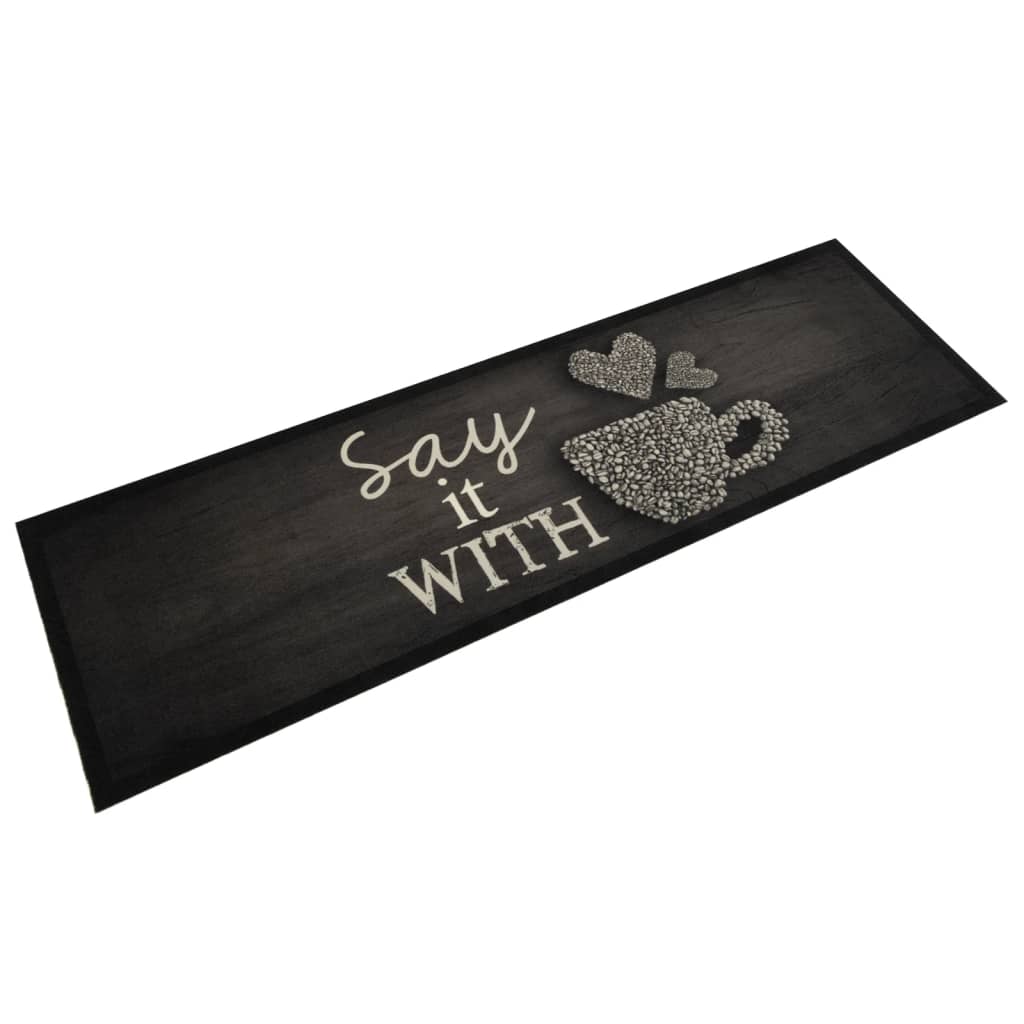 Vidaxl alfombra de cocina lavable terciopelo negro taza 45x150 cm
