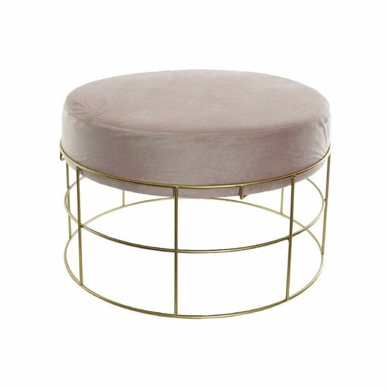 Reposapiés dkd home decor dorado metal poliéster rosa claro (60 x 60 x 37.5 cm)