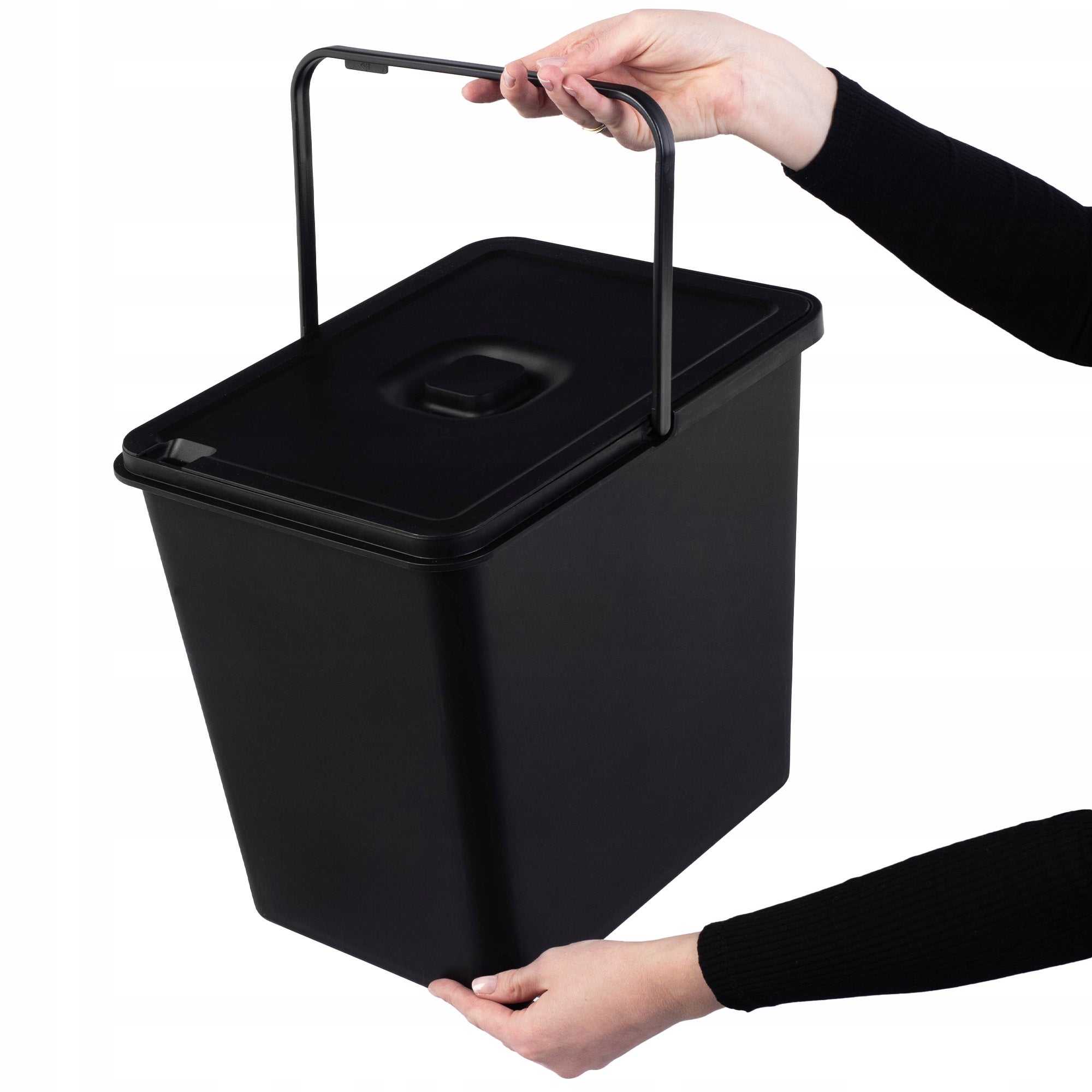 Keden Compacta Q Pattumiera Pieghevole Con Coperchio Basculante 12L | Cestino Rifiuti Sottile In Plastica Per Casa E Ufficio | Nero/Grigio