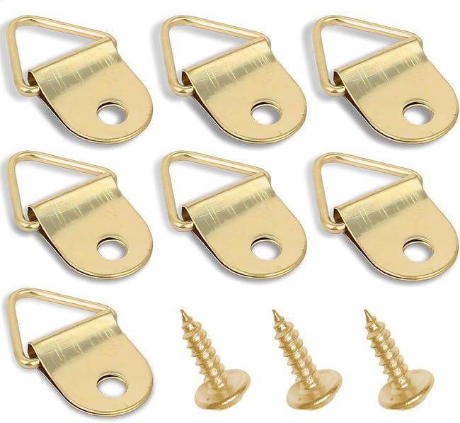 Set di 50 ganci per quadri, ganci per quadri, cornice ad anello triangolare, asta appendiabiti con 50 viti