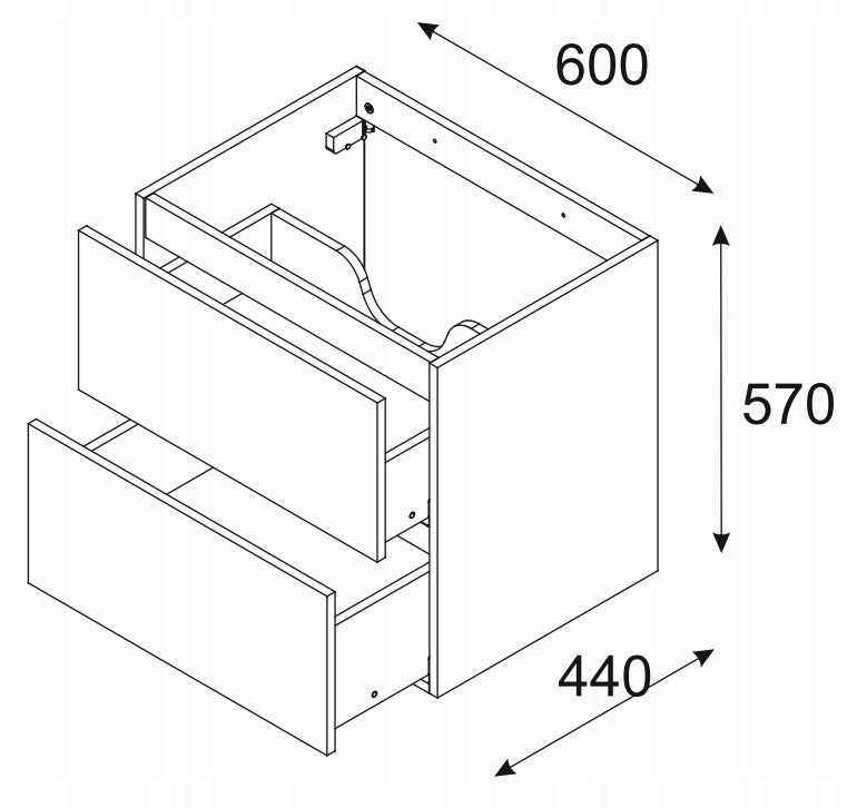 Szafka łazienkowa LUXOR 60 cm czarna dąb olejowany front 3D MDF wisząca - 2