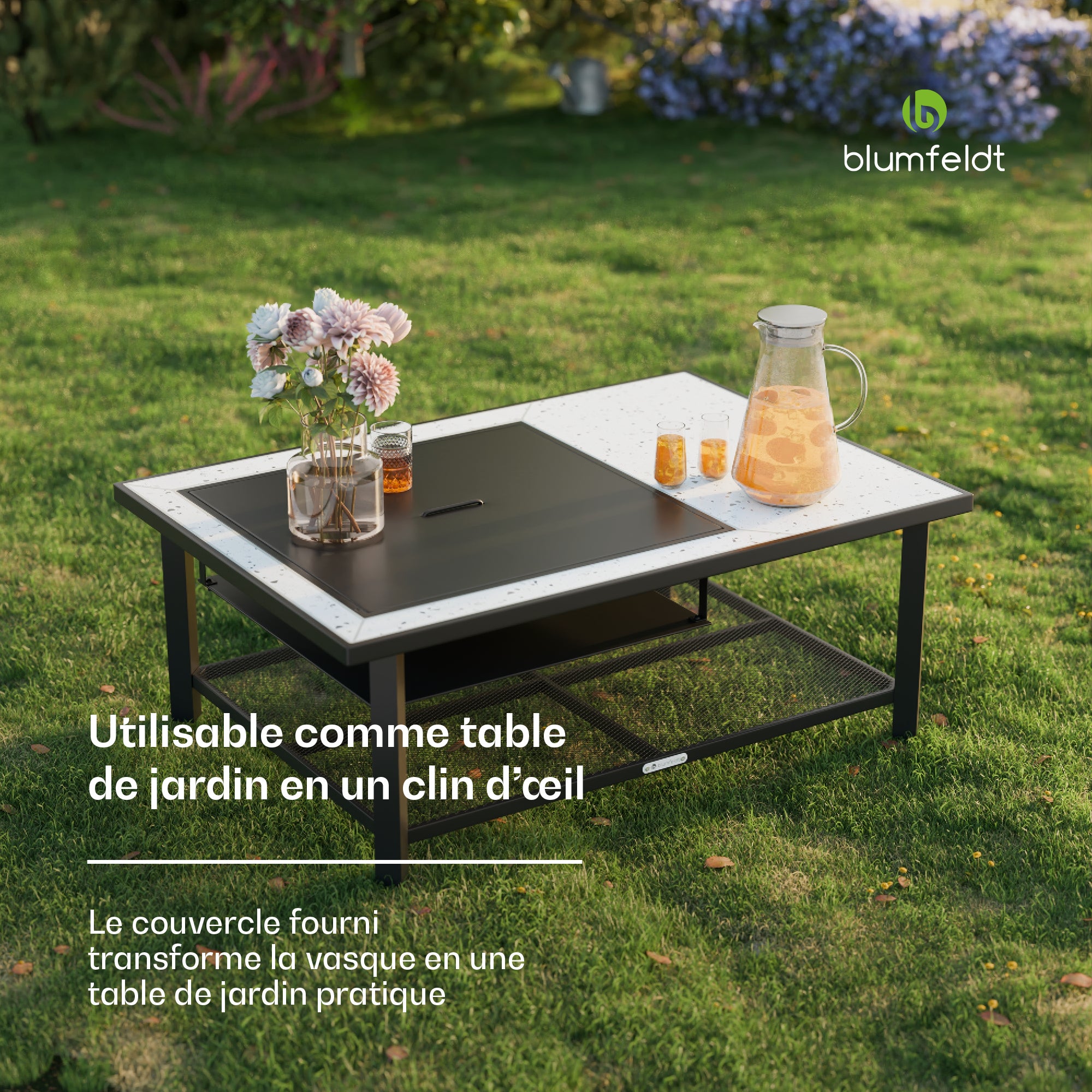 Blumfeldt Merano Braséro 3 en 1 avec fonction barbecue utilisable comme table 122 x 87 cm Noir - 4