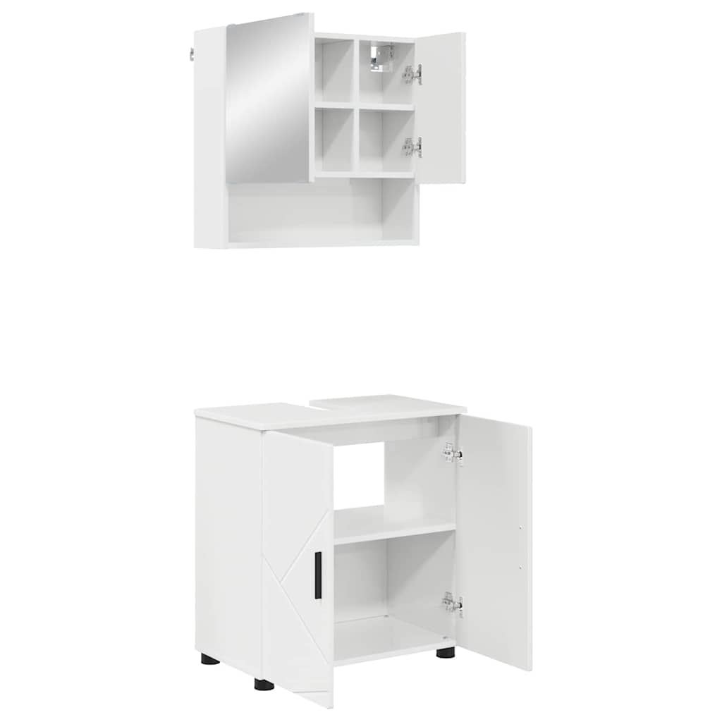 Juego de muebles de baño 2 pcs blanco brillante 61 x 35 x 64 cm