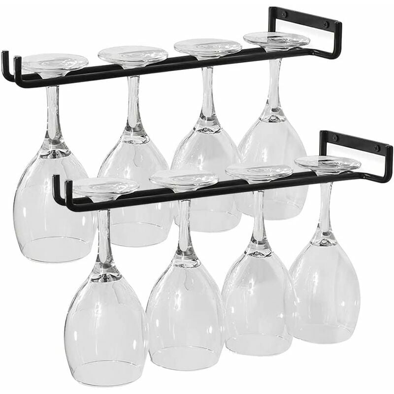 Abcsea 1 Pièce Cuivre Rouge Porte-verre à Vin Sous Meuble, Porte-verres à Pied Suspendu, Support de Verre à Vin, Porte-verres à Vin, Stemware Rack, 22 cm 2 Rangées