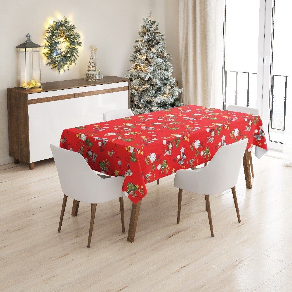 Tovaglia Cucina 140x140 Cm Natalizia Pupazzo Neve Albero Natale Plastificata Cerata Antimacchia - 2
