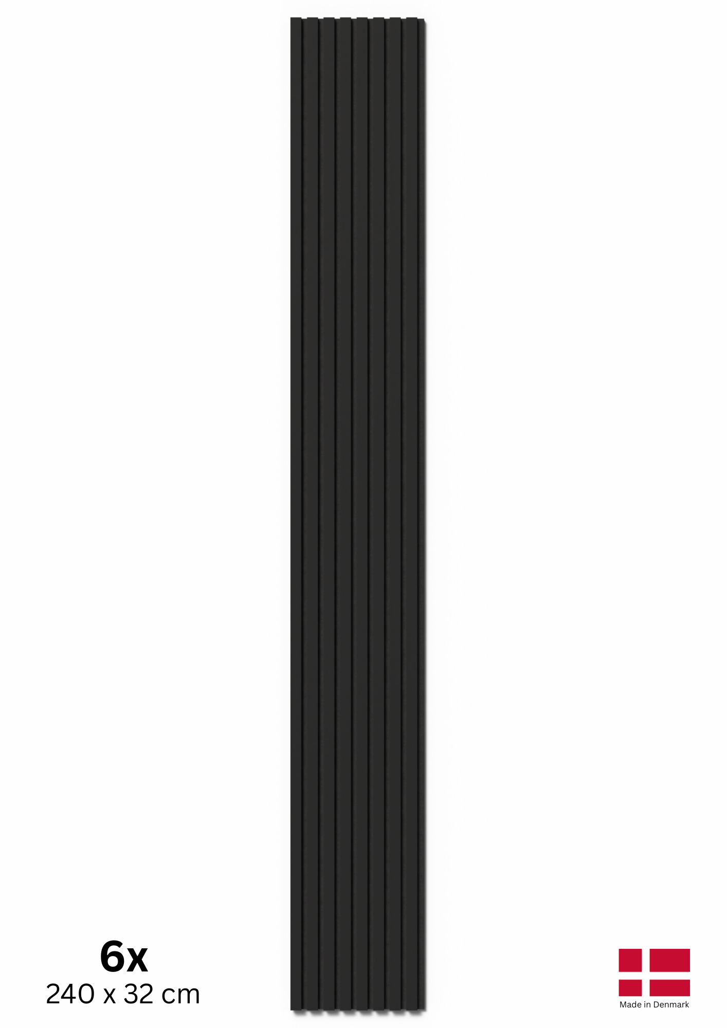 Lot de 2 panneaux tasseaux acoustiques MDF décor noir mat, feutrine noire, 240x32 cm Nordic Acoustics - 2