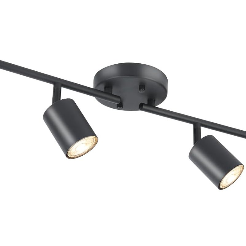 Zestaw oświetlenia szynowego z 4 lampami LED, czarny, 4-drożny reflektor sufitowy, elastycznie obracana głowica lampy, odpowiedni do kuchni