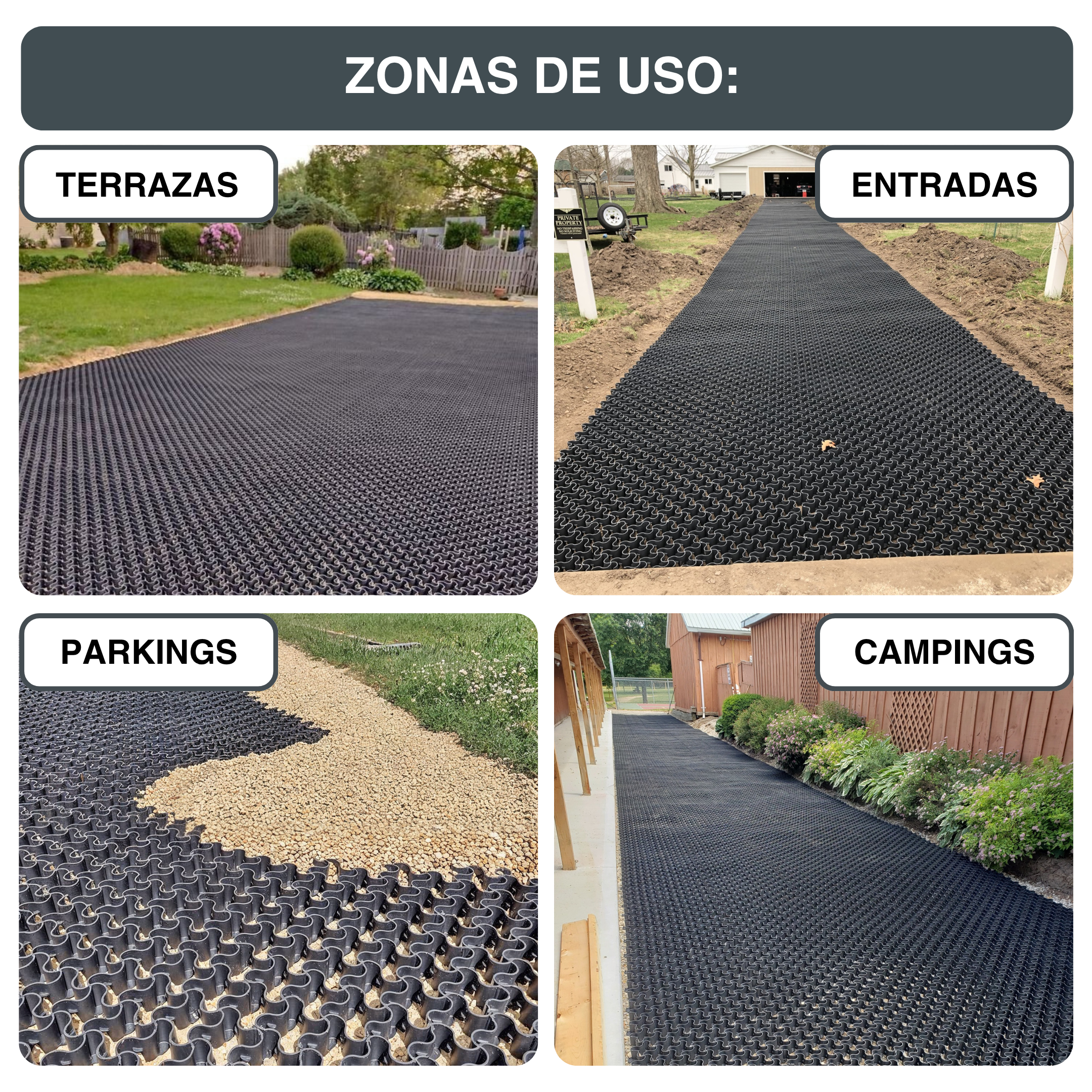 Placa estabilizadora EasyPave negra 58x40x5 cm pack 12 (2,95 m²) - 7