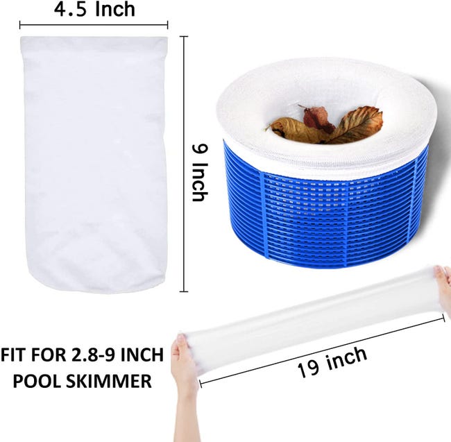 Calcetines Para Filtro De Piscina - Pack De 5 Unidades, Malla De Nailon Ultrafina, 13x22 Cm, Para Skimmers Y Cestas