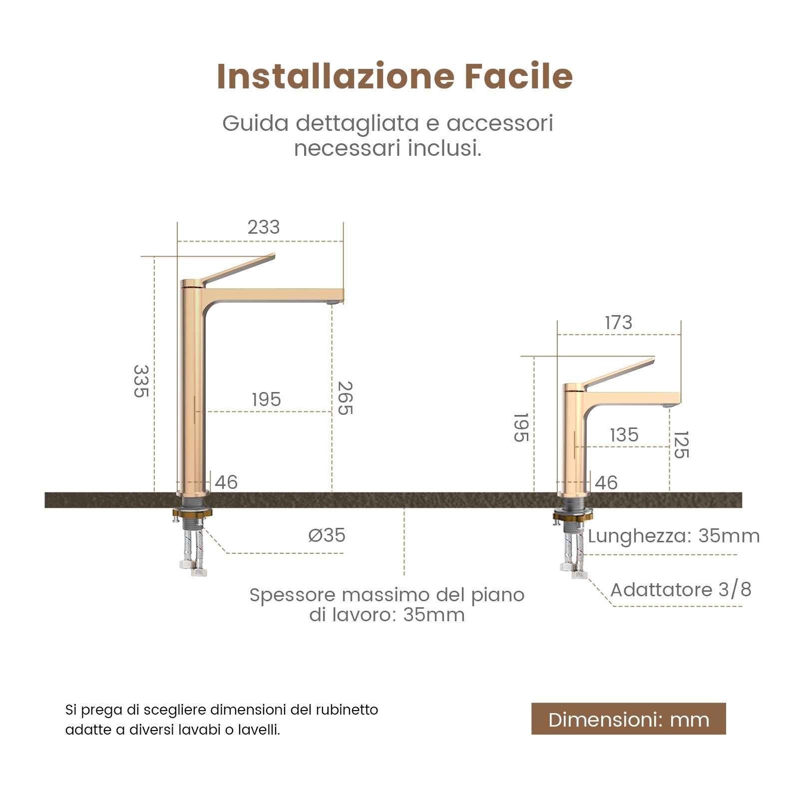 Rubinetto A Cascata Nero Con Beccuccio Alto, Miscelatore Monoforo Per Lavabo Alto Miscelatore Monocomando Per Acqua Calda E Fredda In Rame Per Bagno 78795020
