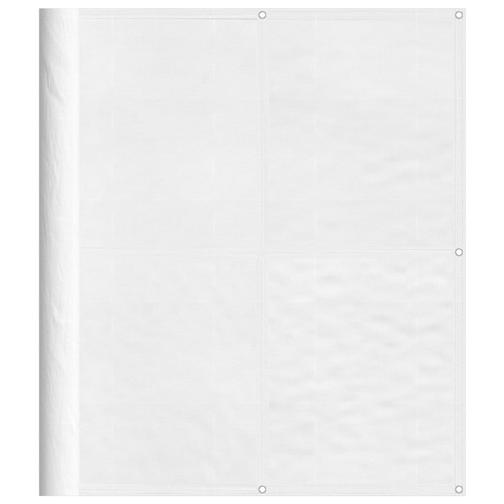 Paravento Per Balcone Bianco 75x1000 Cm - Tessuto Oxford Impermeabile E Anti-UV, Con Occhielli E Corda
