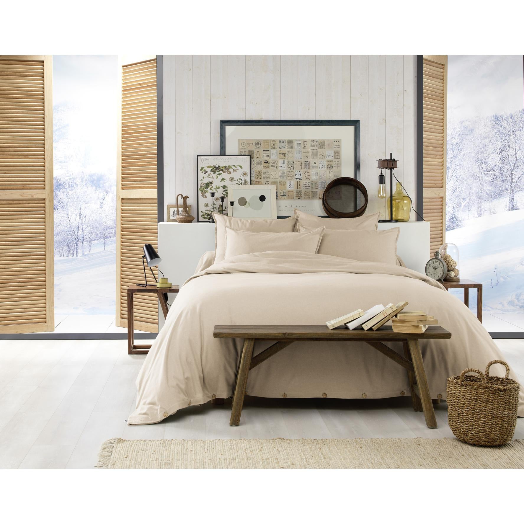 Housse de Couette Chaude 260 x 240 cm – Flanelle 100 % Coton – Candice Sable - 2