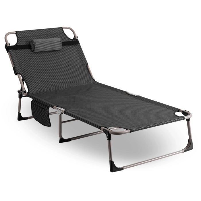 Łóżko Składane Turystyczne Polowe Leżak Do Spania Leżanka Szary VENUS - 3