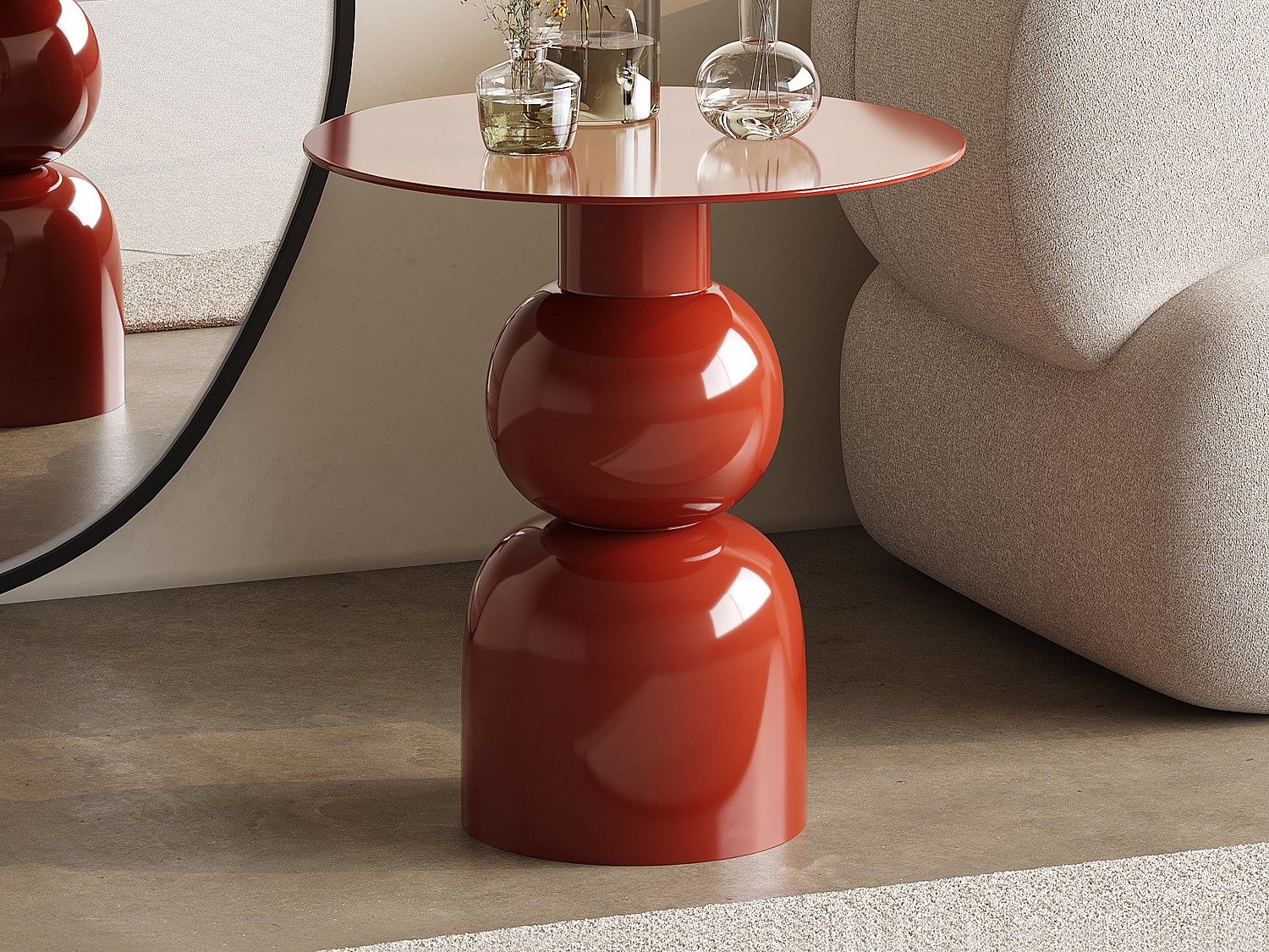 Stolik dostawiany z metalu - Terakota - JASMIA