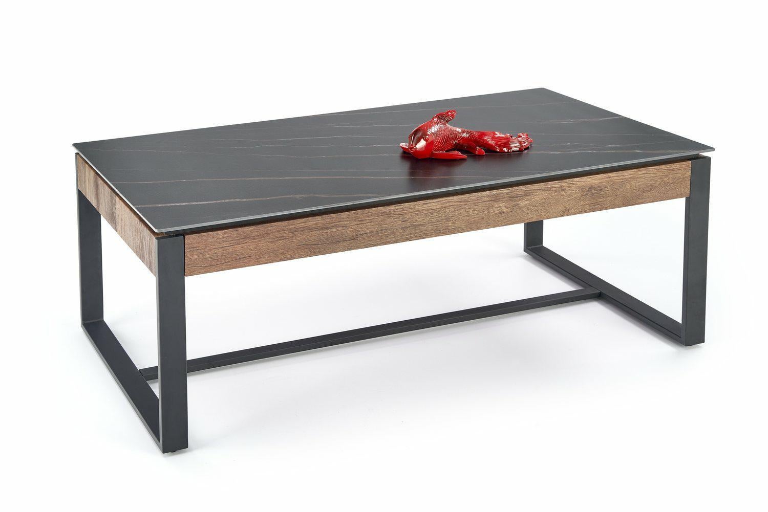 Stolik kawowy Amar prostokątny INTESI czarny marmur nowoczesny loftowy do salonu 121x61 cm 1 szt.