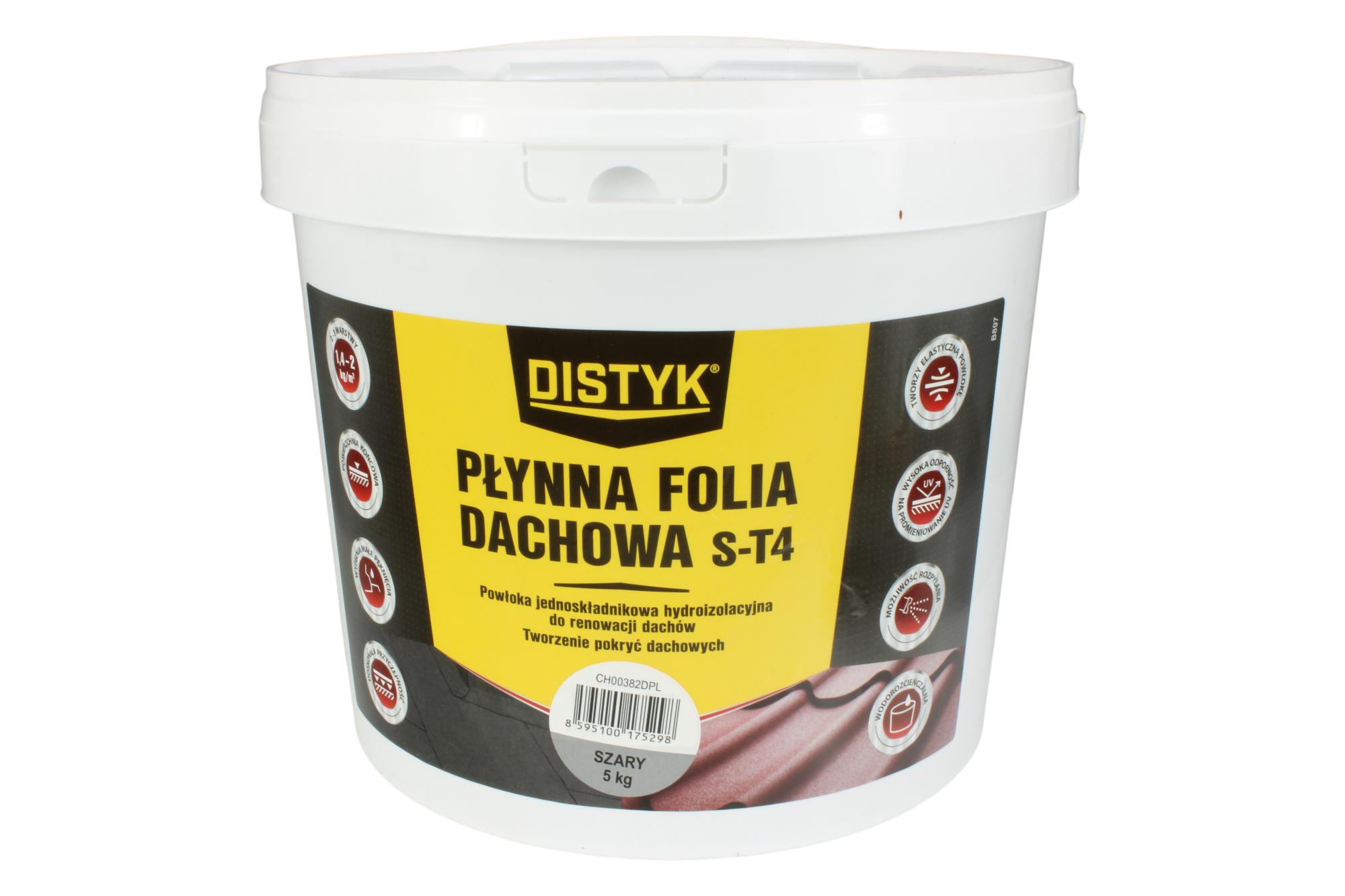 Płynna folia dachowa S-T4 - hydroizolacja membrana renowacja pokryć dachowych. - kolor szary 5kg