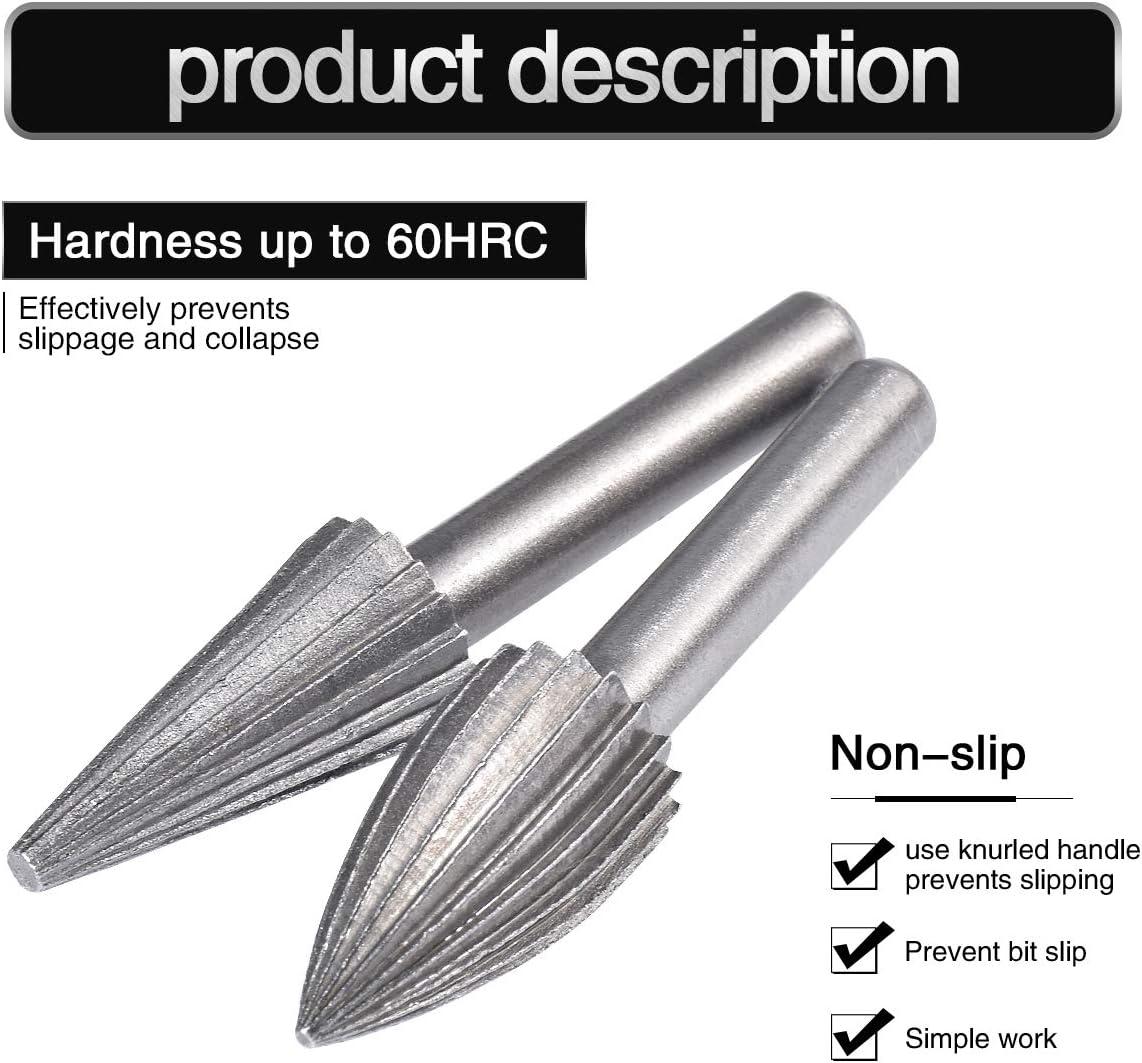 Lot de 6 fraises rotatives en tungstène double coupe 6 mm Queue en tungstène Embouts de limage/gravure/meulage pour outils rotatifs - 3