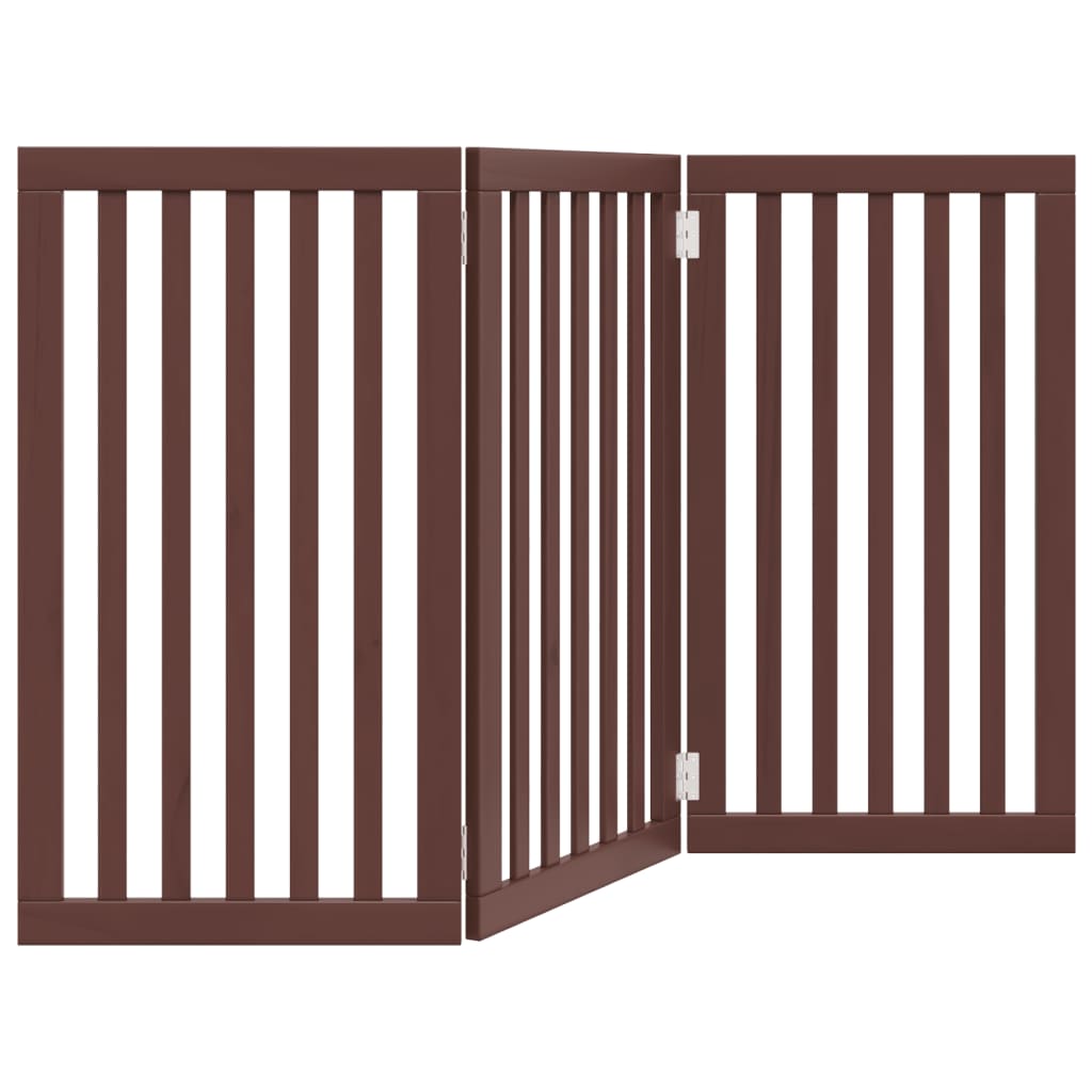 Puerta para perros | barrera de seguridad plegable 3 paneles madera álamo marrón 150cm cfw34344