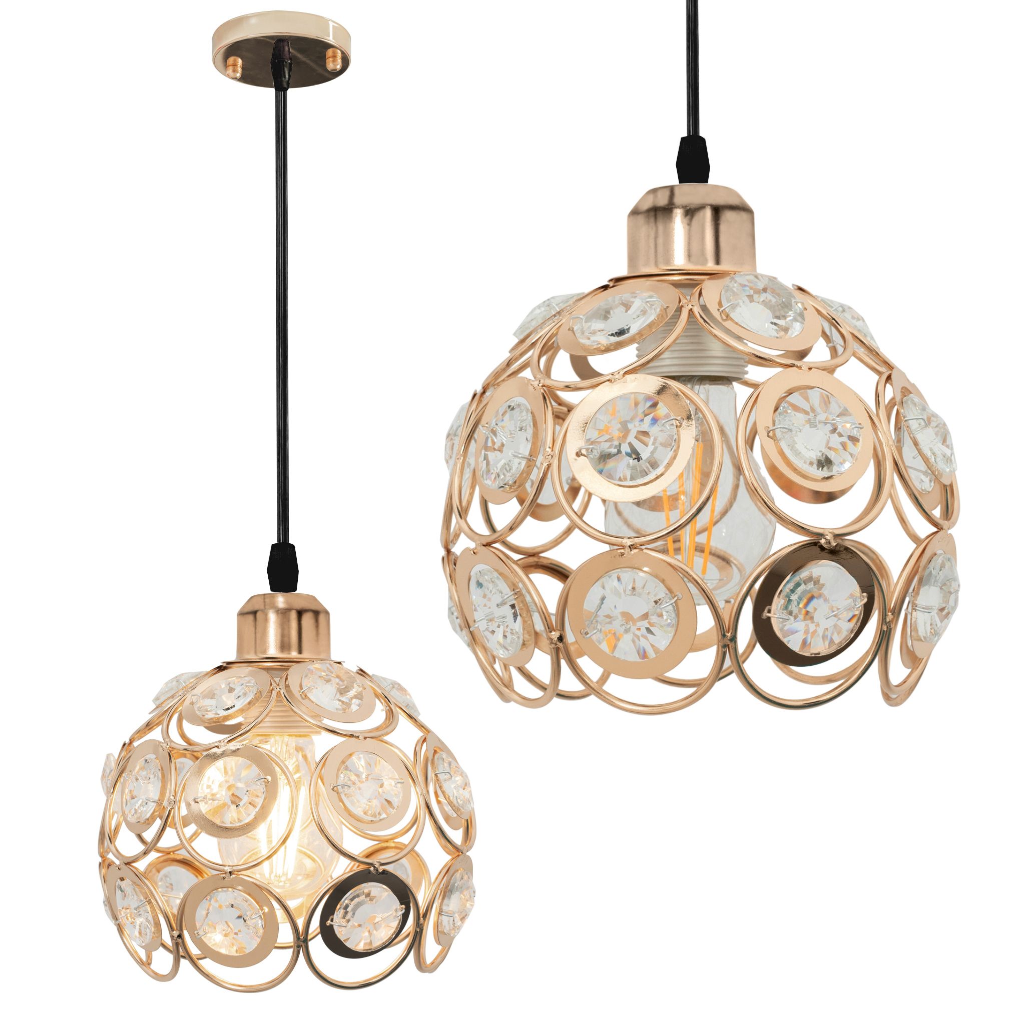Lampa Sufitowa Wisząca Kryształowa Toolight App208-1C Złoty