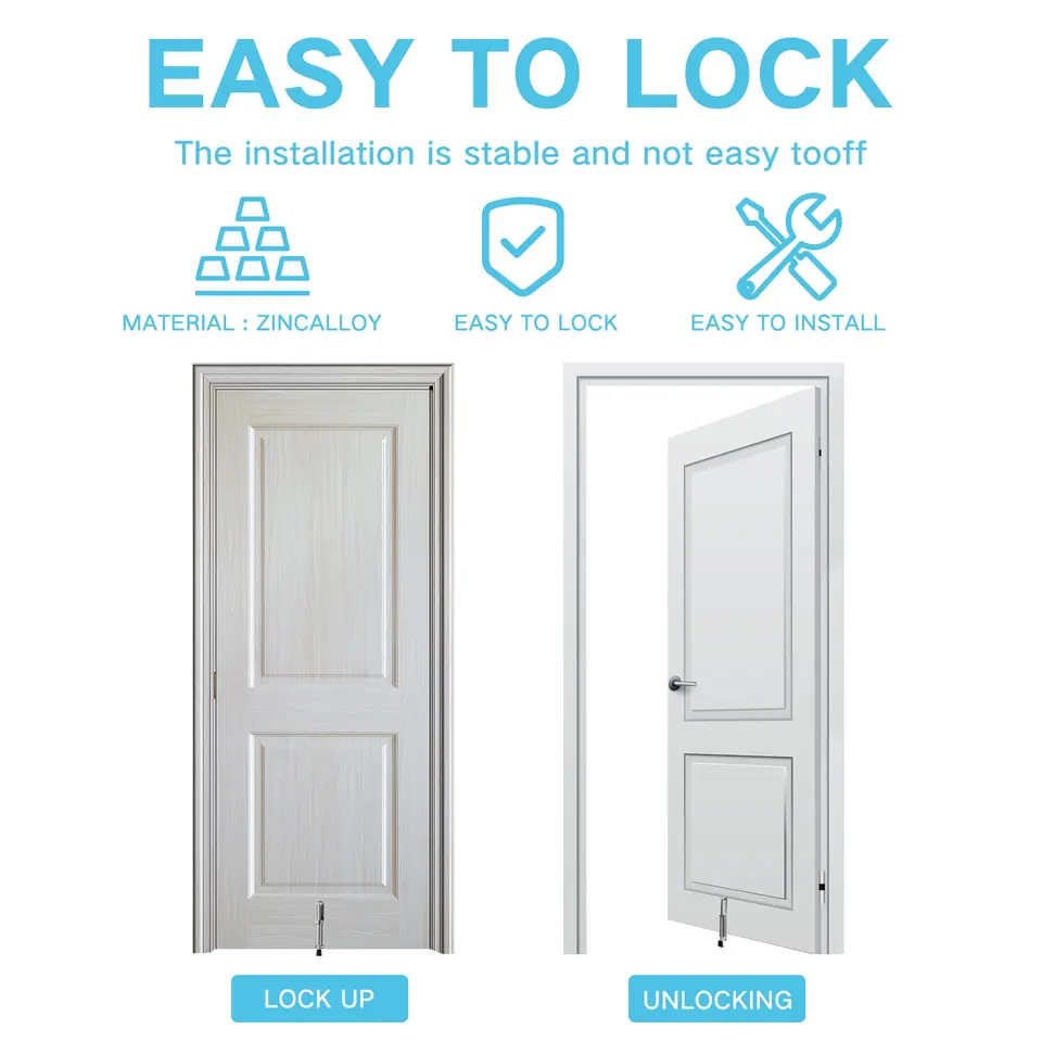 Butée de Porte en Acier Inoxydable - Installation Facile et Ajustable - Avec vis modèle de repose-pieds - noir grand 14.8*2.8cm - 6